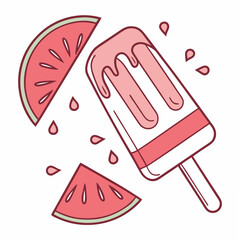 Pink popsicle and watermelon slices fruit summer