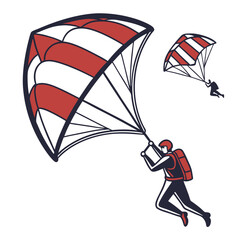 Skydiver with parachute skydiving extreme sport
