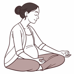 Pregnant woman meditating in lotus pose meditation