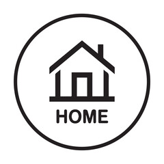 Modern Home Icon: Minimalist Black and White House Symbol in Circle