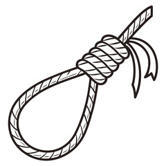 Black rope noose knot with ribbon loop binding