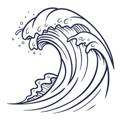 Naklejka premium Majestic ocean wave cresting with foam and bubbles