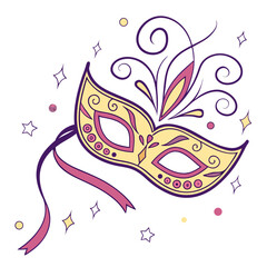 Festive masquerade mask with ornate details purple