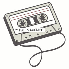 Vintage cassette tape with dad's mixtape retro audio