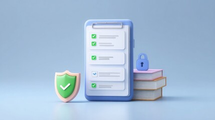 Online safety checklist with device icons checkboxes and friendly interface ideal for digital hygiene content