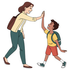 Teacher student high five illustration education