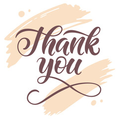 Thank you handwritten script with watercolor strokes