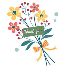 Floral bouquet with thank you message flowers note