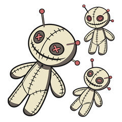 Stitched Voodoo Dolls with Pins creepy