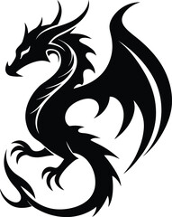 Solid color fire dragon tattoo PNG, JPEG