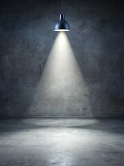 Grey concrete floor with a single spotlight shining on it