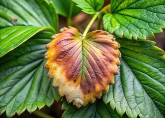Brown spot on strawberry leaf with yellow halo