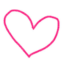 Hand Drawn Pink Crayon Heart Outline Illustration – Romantic Doodle Symbol for Love, Valentine, and Decoration Projects
