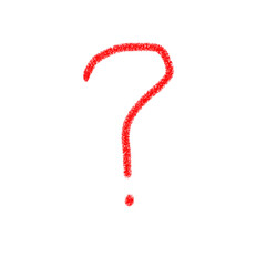 Red Crayon Hand-Drawn Question Mark Illustration – Sketch Style Symbol for Confusion, Curiosity, and Inquiry Concepts
