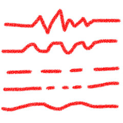 Set of Hand Drawn Red Wavy Zigzag Dotted and Straight Lines for Emphasis Underline Divider Highlight and Graphic Design Elements