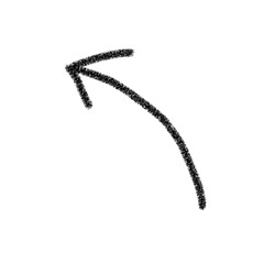 Curved Black Arrow Hand Drawn Style Pointing Upward Left for Visual Navigation, Emphasis, and Infographic Highlights