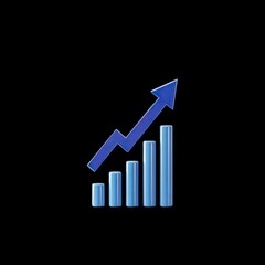 Blue Growth Chart with Rising Arrow Representing Positive Trends and Economic Progress in Business Analysis