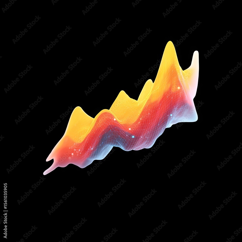 Poster abstract colorful wave visualization representing data trends and analysis through vibrant gradients
