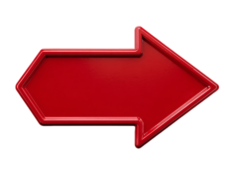 Glossy Red Arrow Pointing Left on Transparent Background, PNG