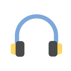 Flat design illustration of headphones in modern minimal style.