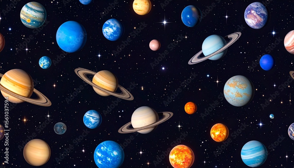 Wall mural seamless pattern with outer space with stars background.