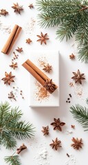 Festive spice arrangement atop white gift box