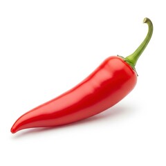 Single Red Chili Pepper on White Background