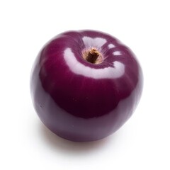 Single Ripe Dark Purple Fruit on White Background