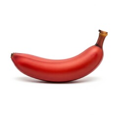 Single Ripe Red Banana on White Background