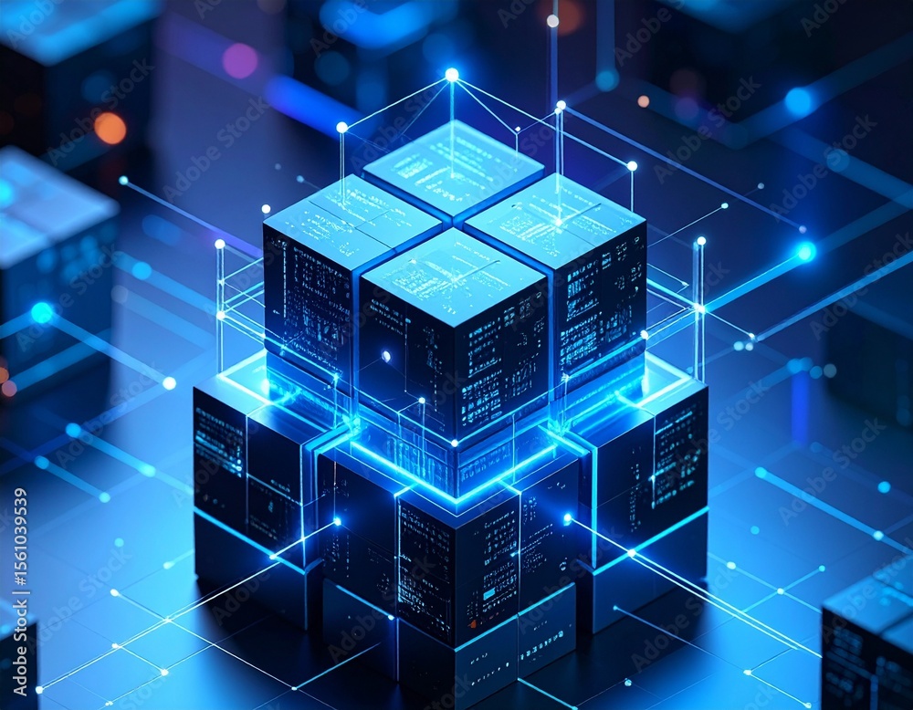 Fototapete the graphic design element and abstract geometric background with isometric digital