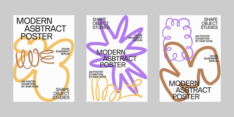 Brutalism poster template set, Abstract poster graphic for print, Colorful flow graphic for poster bundle, card and vertical, banner. Event template, Poster typography.