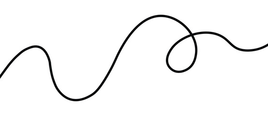 Wavy curvy long squiggles line, loopy line, wave line - stock vector. abstract wavy line. long hand drawn squiggle. vector illustration on transparent background