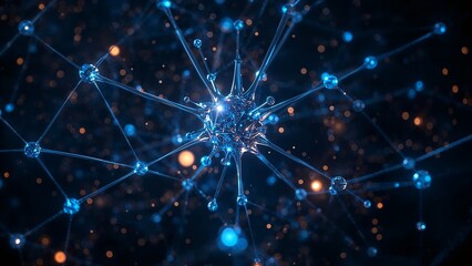 Obraz premium Dynamic neural pathway illustration ideal for machine learning courses, AI research papers, technology blogs, corporate innovation slides, and cutting-edge digital marketing campaigns.