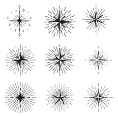starburst icon with sparkles. simple shining star symbol. vector