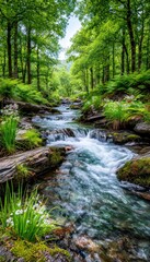 Fototapeta premium Lush forest stream (1)