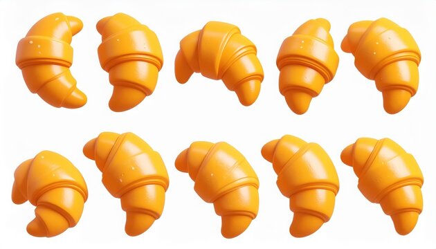 Cartoon Croissant Pattern on White, Whimsical Bakery Design