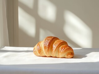 Minimalist croissant photo; isolated white background - ai