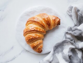 Minimalist croissant photo; isolated white background - ai