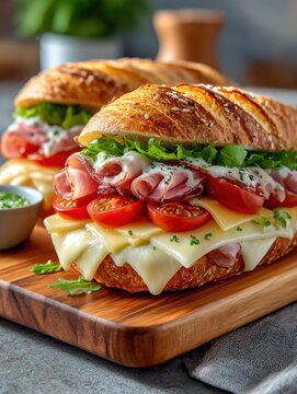 Gourmet ham and cheese croissants