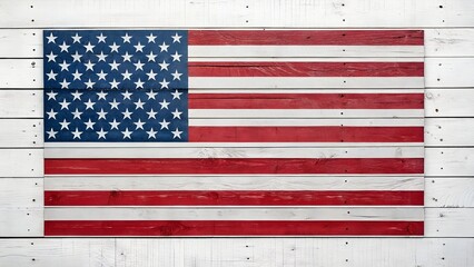 Waving American Flag 4th July on Wooden Background &ndash; Patriotic USA Symbol
