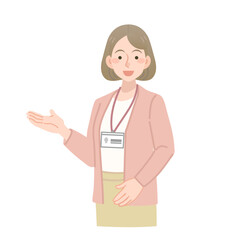 案内をする女性社員のベクターイラスト