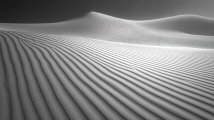 Serene Minimalist Waves on Sandy Shore Captured in Black and White