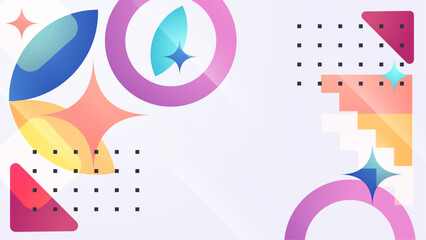 Obraz premium Abstract design with colorful shapes and stars suitable for graphic design projects, backgrounds, posters, and artistic presentations of all kinds.