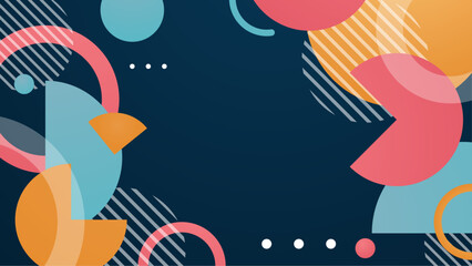 Fototapeta premium Abstract colorful geometric shapes on a dark background. Suitable for designs needing modern, vibrant, and eye-catching visuals in various digital projects.