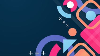 Obraz premium Abstract colorful geometric shapes on a dark background, perfect for modern design projects, backgrounds, prints, digital art, and presentations.