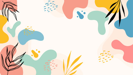 Abstract pastel shapes and leaves for modern designs. Great for backgrounds, pattern designs, stationery, and nature themed projects.
