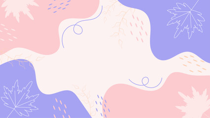 Pastel image of leaves, branches, abstract shapes. Suitable for nature, environmental, spring themed designs, backgrounds, posters, or greeting cards.