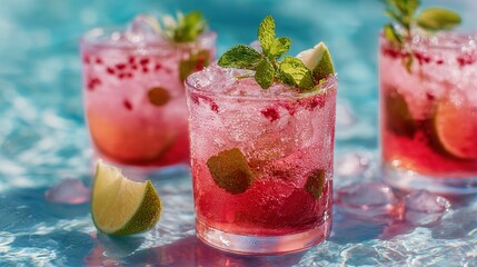 Pink cocktails refreshing drinks summer beverage. High quality