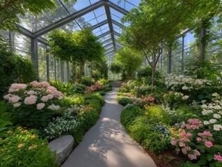 Greenhouse filled with flowers and greenery