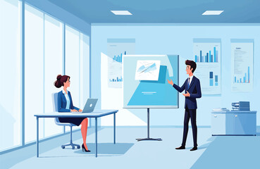 Business Presentation Modern Office Meeting Illustration